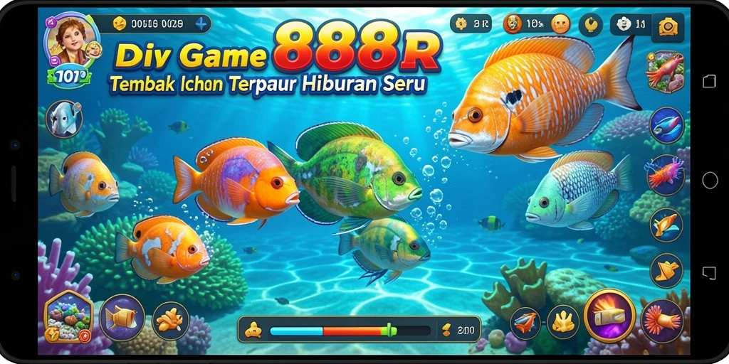 Gameplay menembak ikan yang seru di 888R dengan grafis memukau.