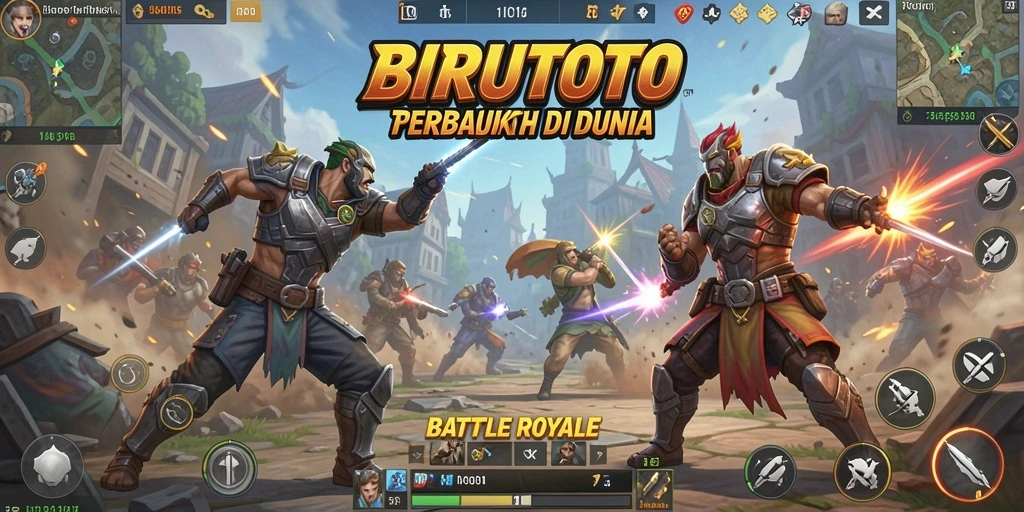 Tangkapan layar BIRUTOTO yang menunjukkan pertempuran seru dalam aksi Battle Royale.