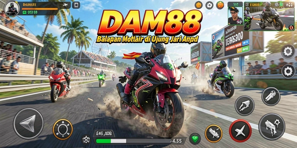 Gameplay seru dari DAM88 dengan aksi balapan motor yang menegangkan.