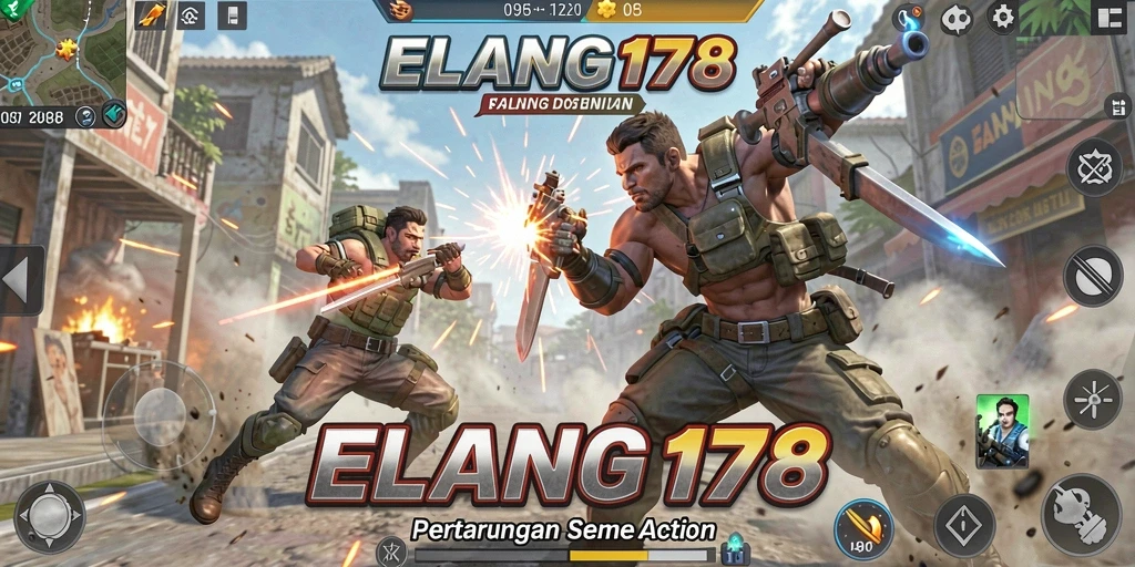Screenshot menunjukkan pertarungan seru di ELANG178 dengan efek visual menakjubkan.
