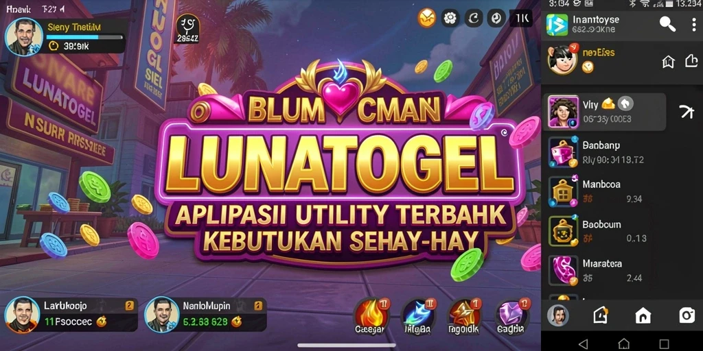 Tampilan antarmuka utama LUNATOGEL dengan berbagai fitur Utility.