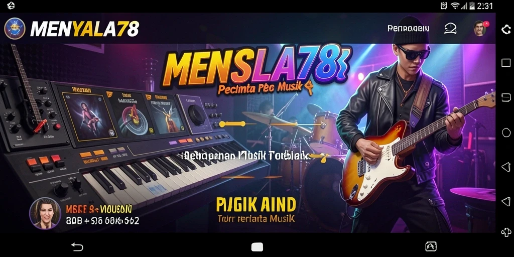 Tampilan gameplay MENYALA78 dengan berbagai alat musik virtual.