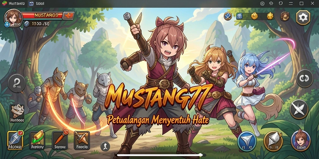 Screenshot gameplay MUSTANG77 yang menampilkan suasana seru Anime.