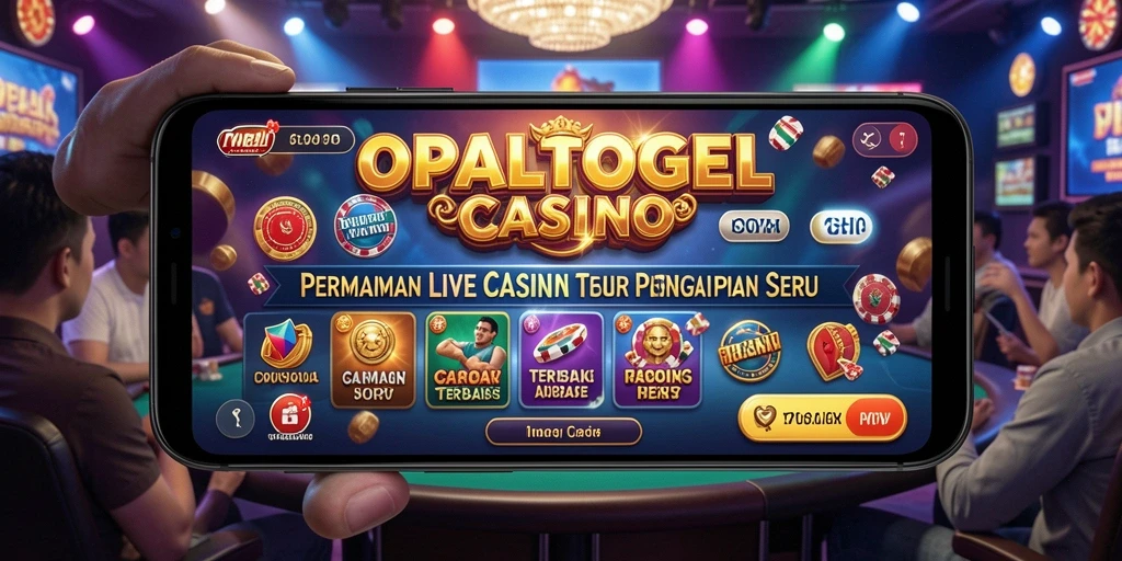 Screenshot OPALTOGEL menunjukkan dealer cantik dan aksi permainan Live Casino.