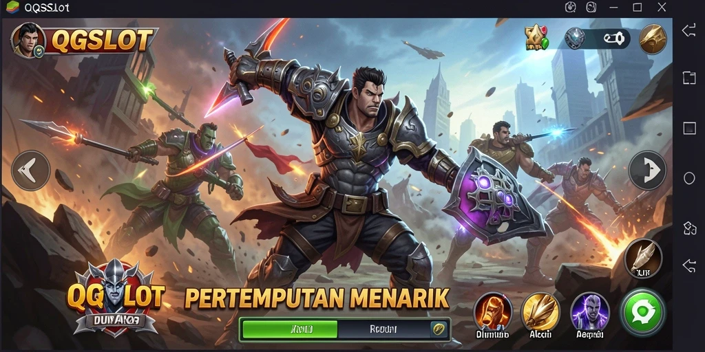 Screenshot gameplay QQSLOT menampilkan pertempuran seru dengan karakter yang beraksi.