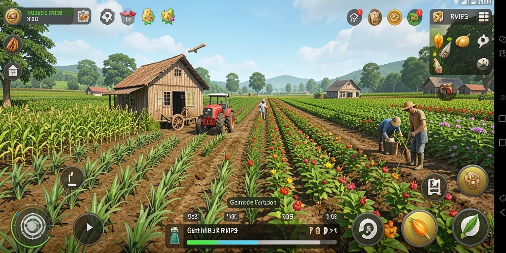 Screenshot menampilkan gameplay pertanian yang seru dan menarik di RVIP3.