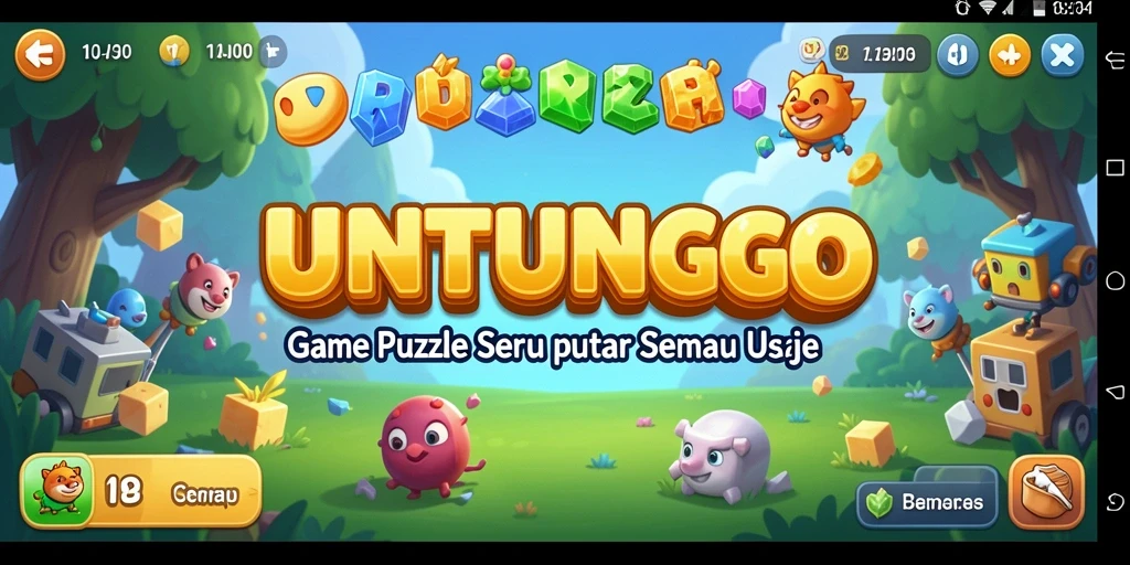 Tampilan gameplay UNTUNGGO yang penuh warna dan menantang.