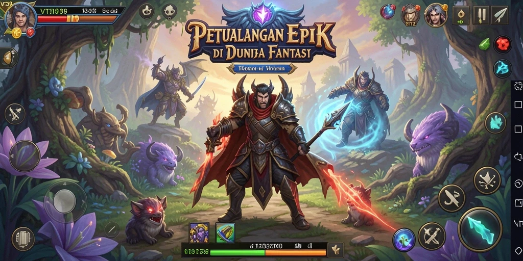 Tangkapan layar VT38 menampilkan aksi pertarungan karakter dalam dunia RPG yang epik.