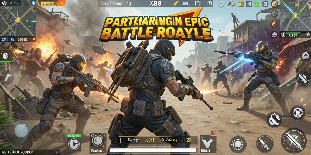 Screenshot X88 menampilkan pertempuran seru dalam mode Battle Royale.